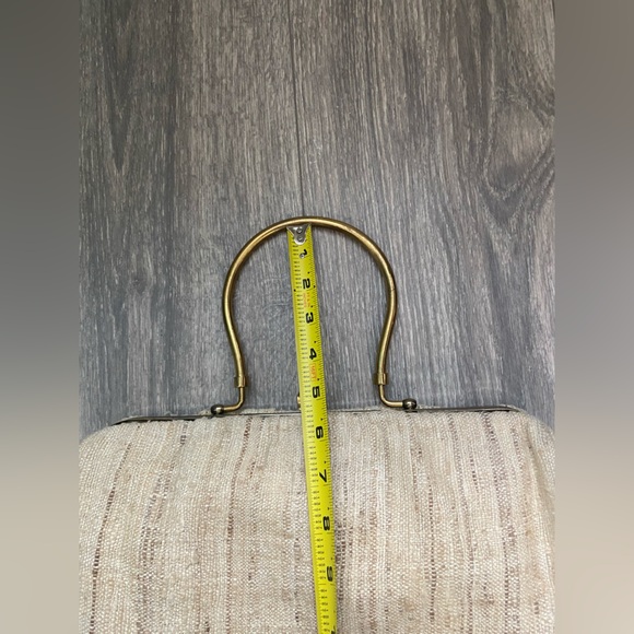 Vintage Tweed Gold Framed Top Handle Tan/Creams Handbag - Picture 11 of 14
